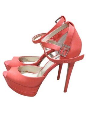 BCBGeneration BG Vix2 Starfish Etched Leather Platform Peep toe Heels 7.5